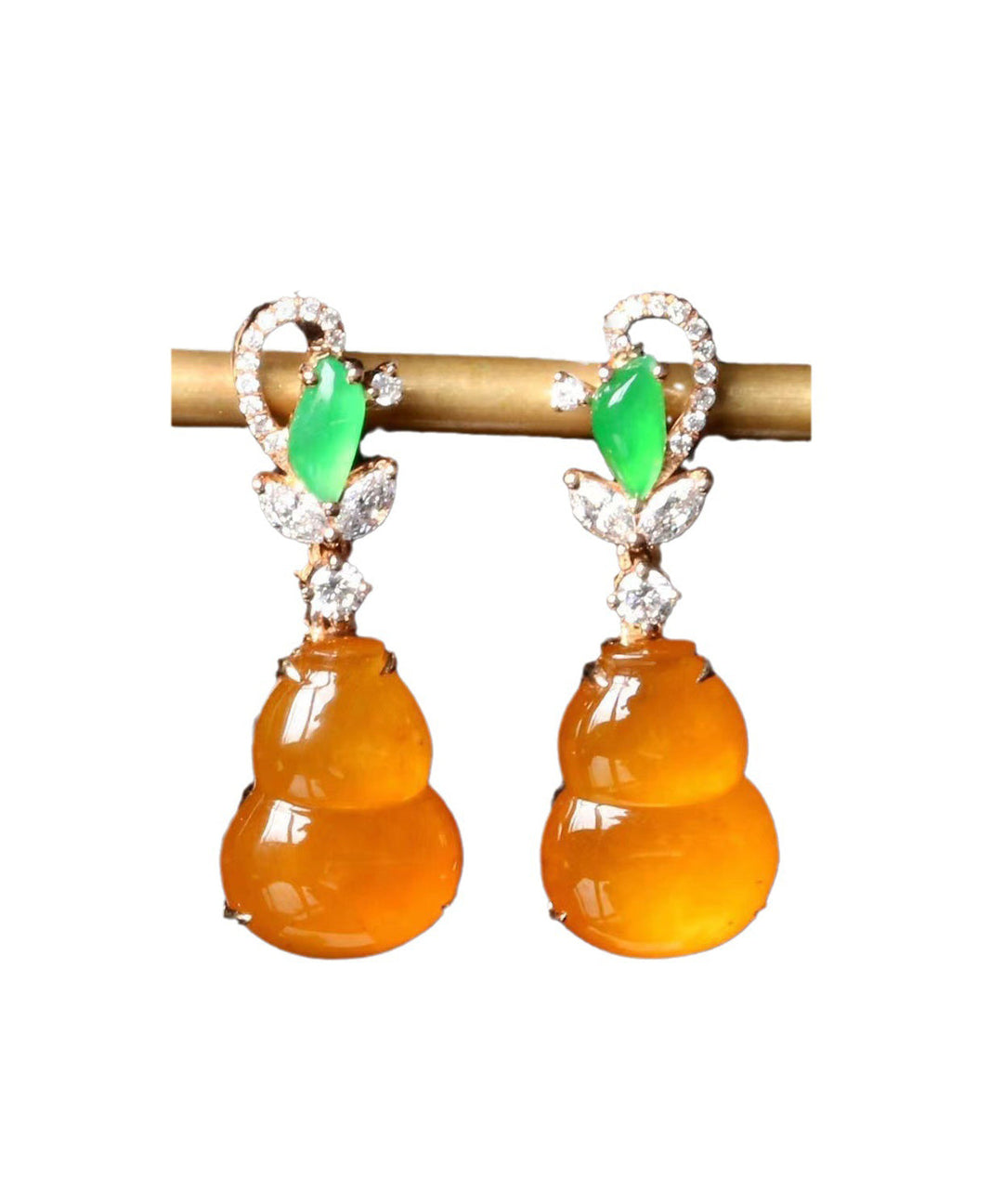 Retro Orange Sterling Silver Overgild Chalcedony Gourd Drop Earrings