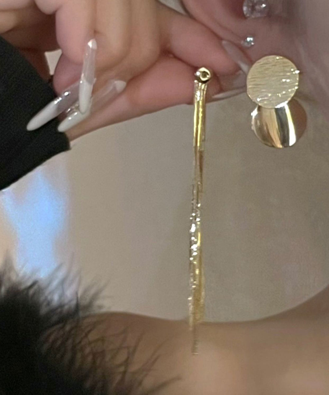 Simple Gold Copper Overgild Circle Tassel Drop Earrings