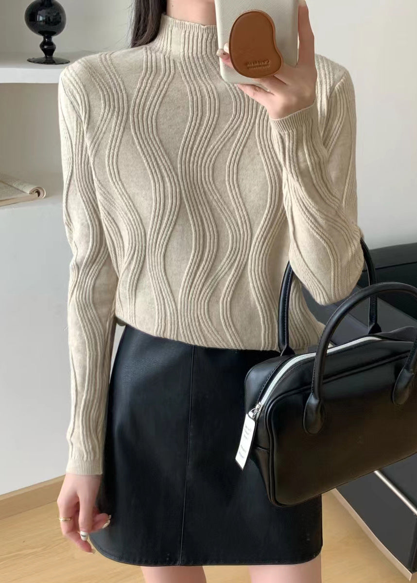 Slim Fit Coffee Turtleneck Solid Knit Sweaters Fall