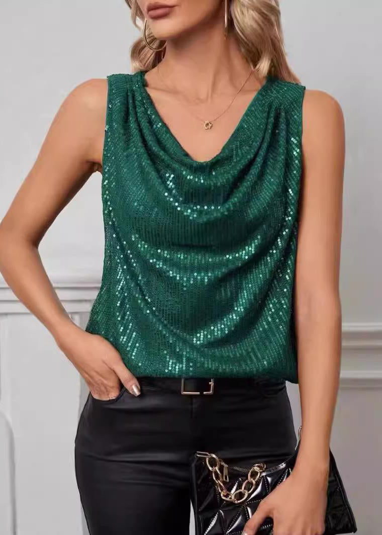 Strapless Sequined Loose Short Pullover Women's Vest