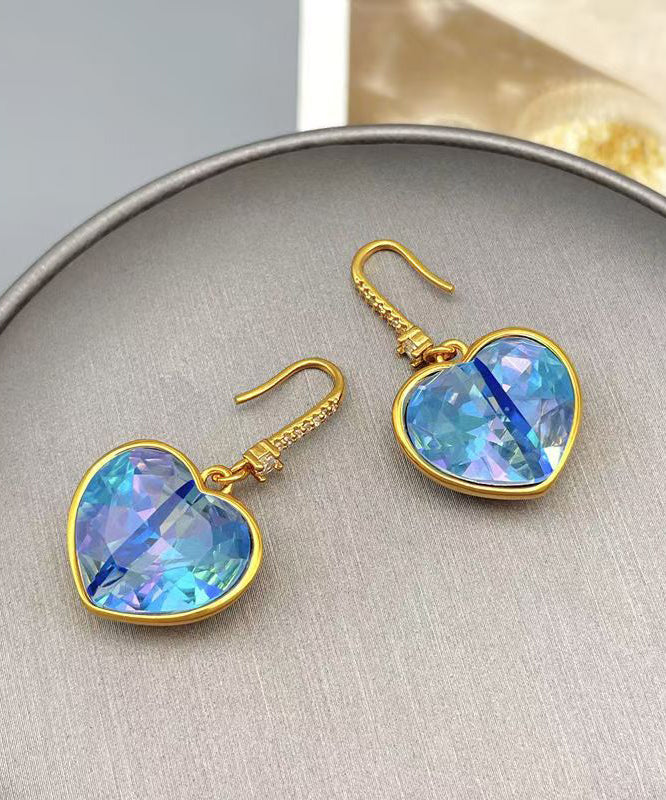 Style Blue Copper Overgild Crystal Drop Earrings