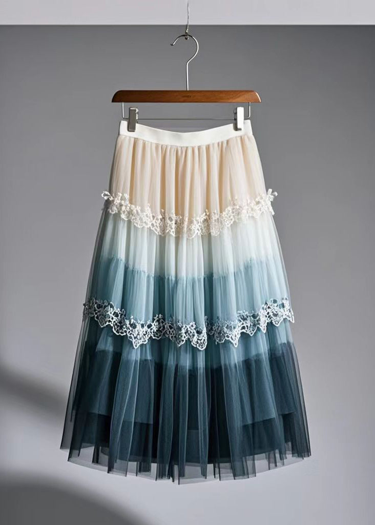 Style Multicolor Exra Large Hem Patchwork Lace Tulle Skirts Fall