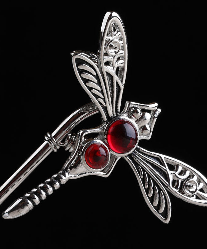 Style Silk Sterling Silver Agate Dragonfly Hairpin