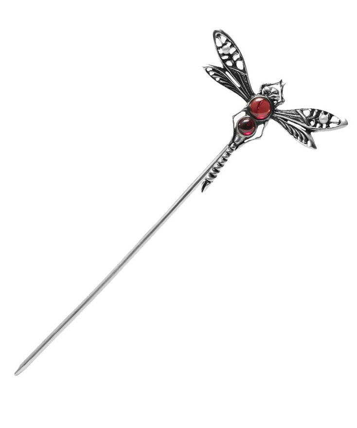 Style Silk Sterling Silver Agate Dragonfly Hairpin