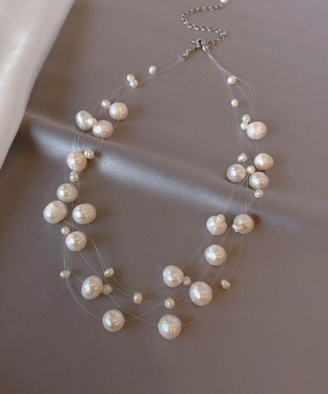 Style White Stainless Steel Pearl Princess Necklace