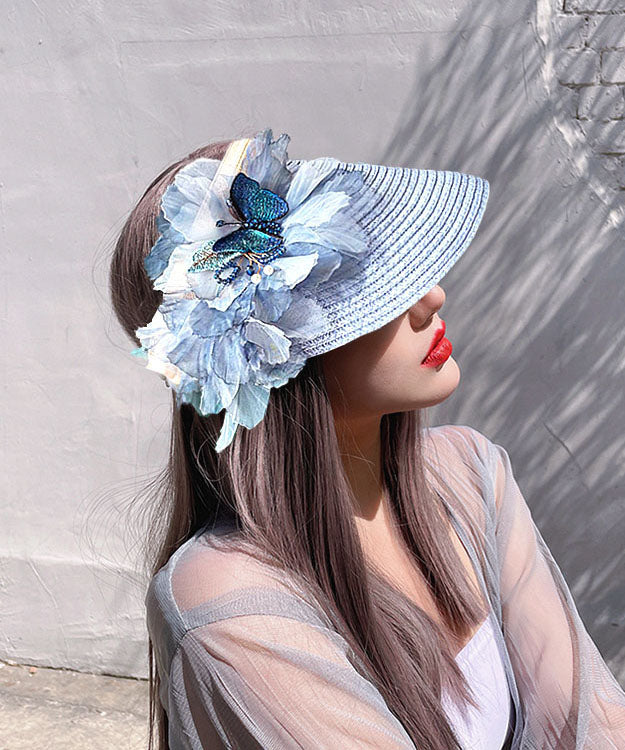 Stylish Beige Tulle Flower Sunshade Hat Summer