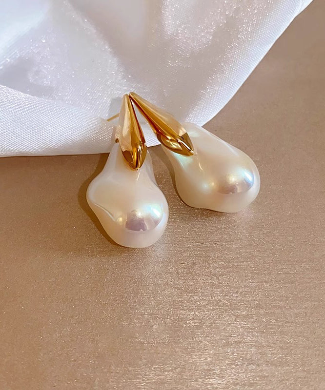 Stylish Gold Alloy Asymmetric Pearl Stud Earrings