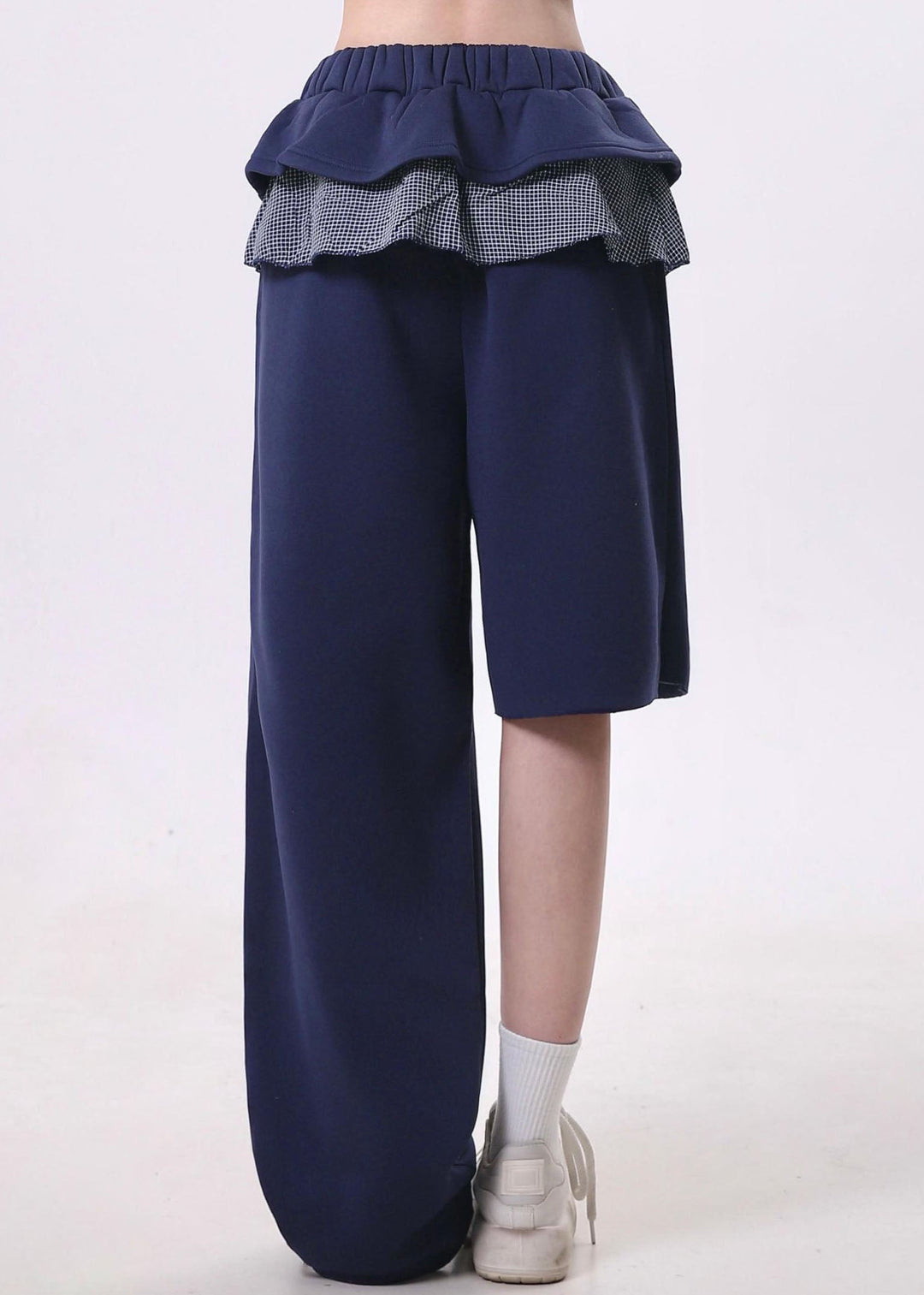 Stylish Navy Asymmetrical Patchwork Cotton Sport Pants Spring