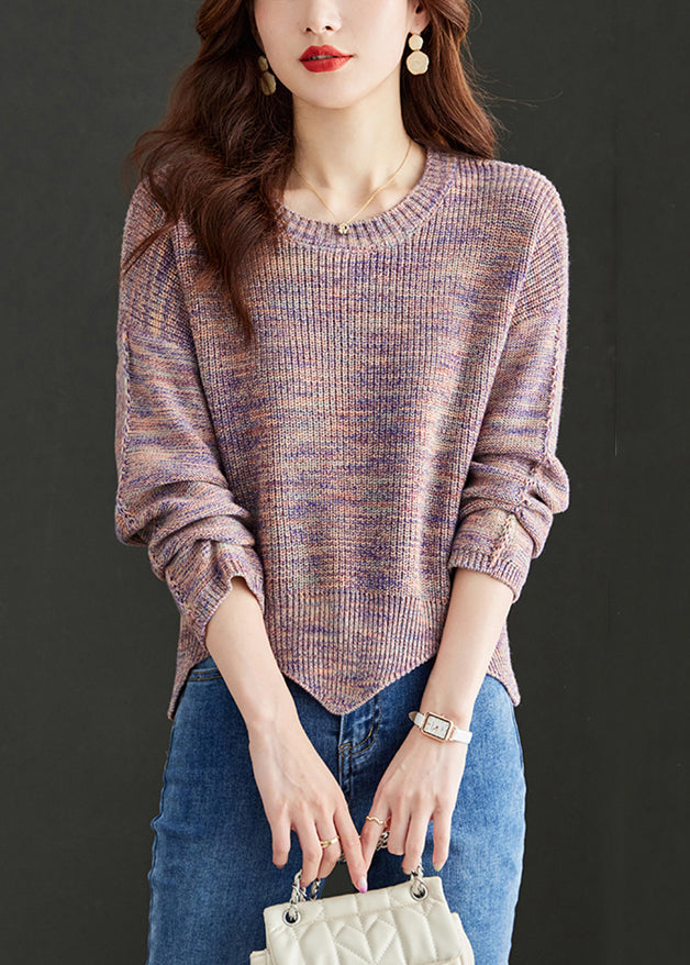 Stylish Pink O Neck Cozy Wool Knit Sweaters Fall