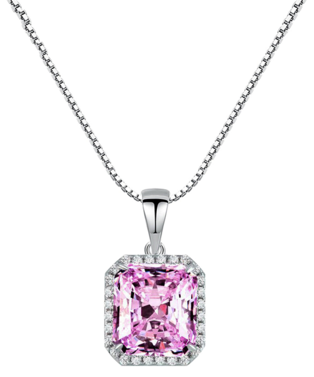 Stylish Purple Stainless Steel Zircon Gem Stone Pendant Necklace