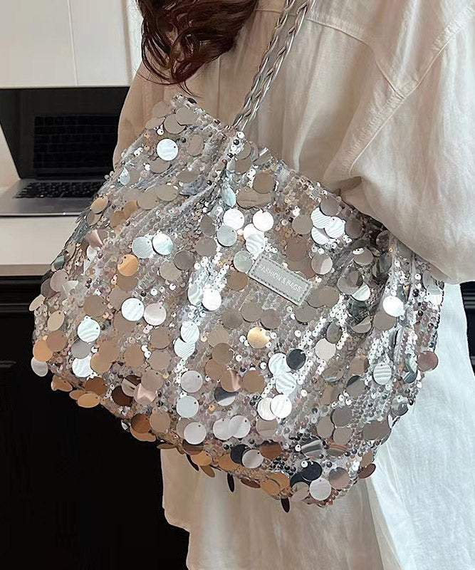 Stylish Silver Sequins Large Capacity Satchel Handbag