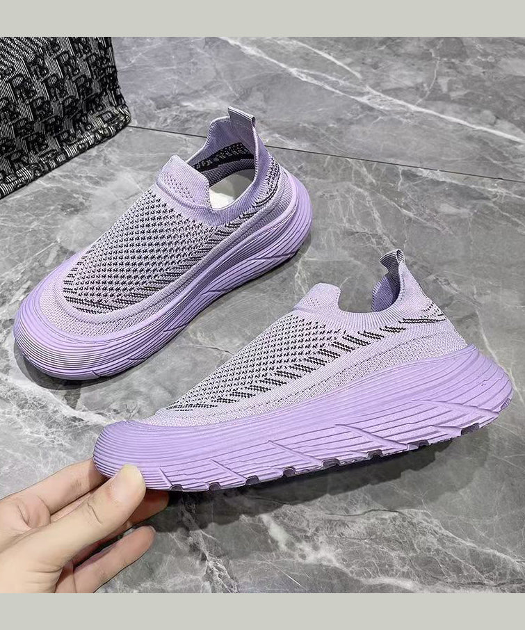 Stylish Splicing Platform Flat Feet Shoes Purple Breathable Mesh