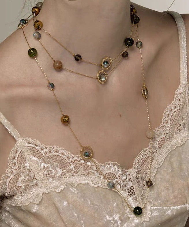 Unique Gold Metal Alloy Pearl Gypsophila Gratuated Bead Necklace