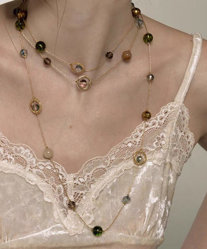 Unique Gold Metal Alloy Pearl Gypsophila Gratuated Bead Necklace