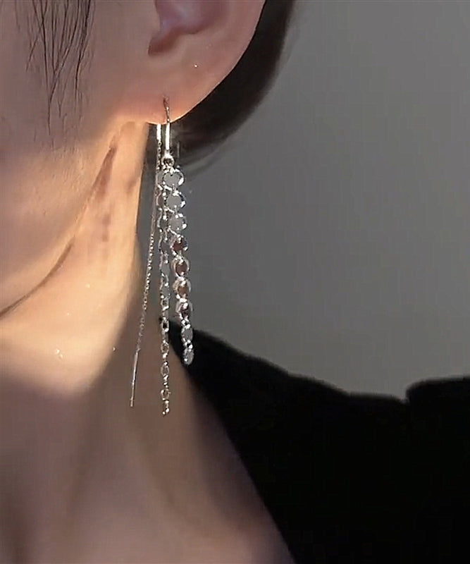 Unique Silk Stainless Steel Sequin Tassel Drop Earrings