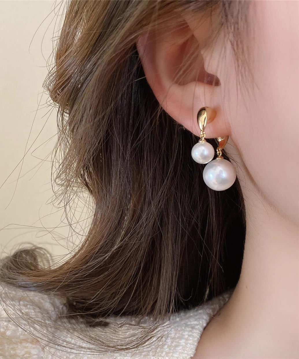 Unique White Sterling Silver Alloy Pearl Drop Earrings