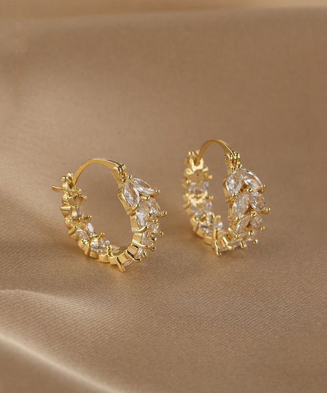 Vogue Gold Copper Alloy Zircon Wheat Ears Hoop Earrings