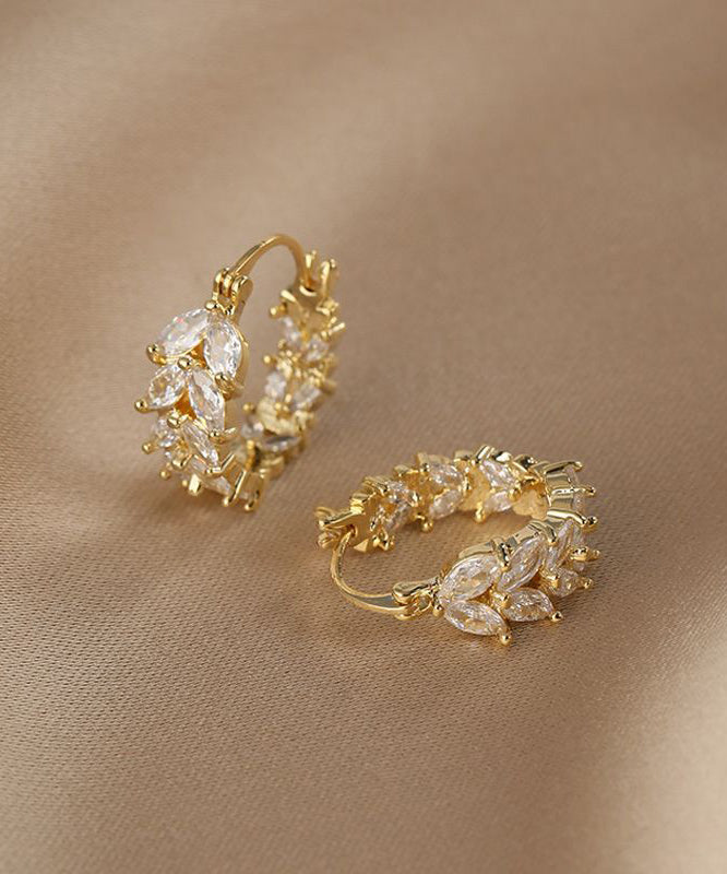 Vogue Gold Copper Alloy Zircon Wheat Ears Hoop Earrings