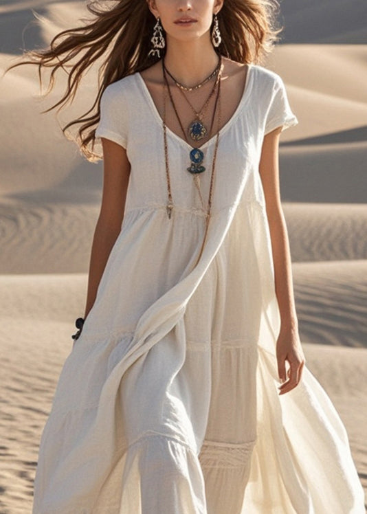 White Cotton Maxi Dresses Oversized Summer