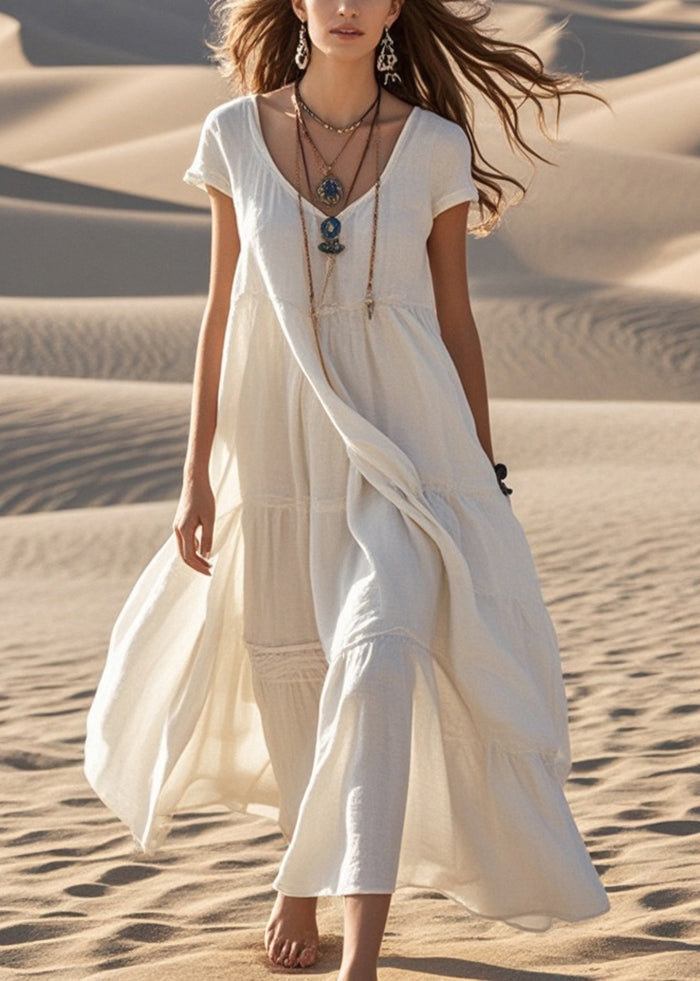 White Cotton Maxi Dresses Oversized Summer