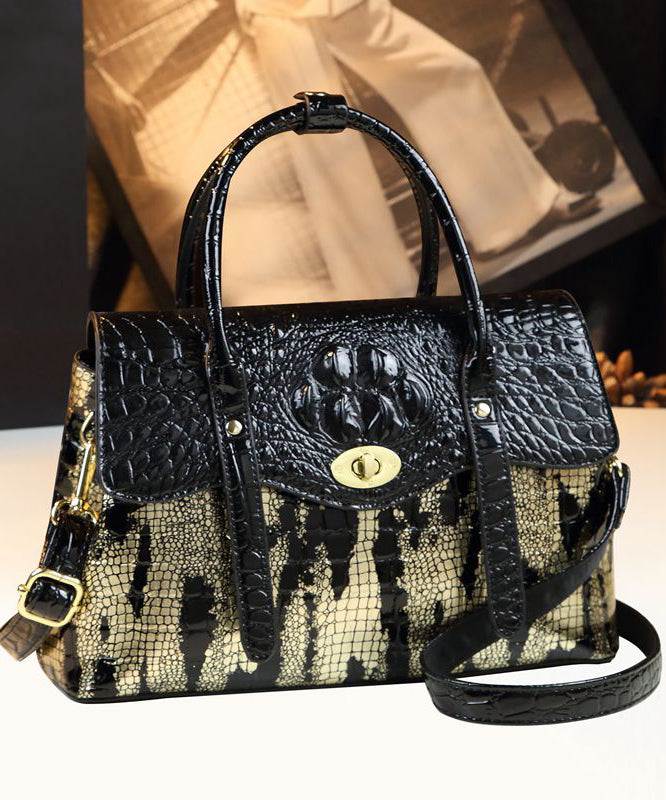 Women Black Serpentine Durable Faux Leather Women Handbags