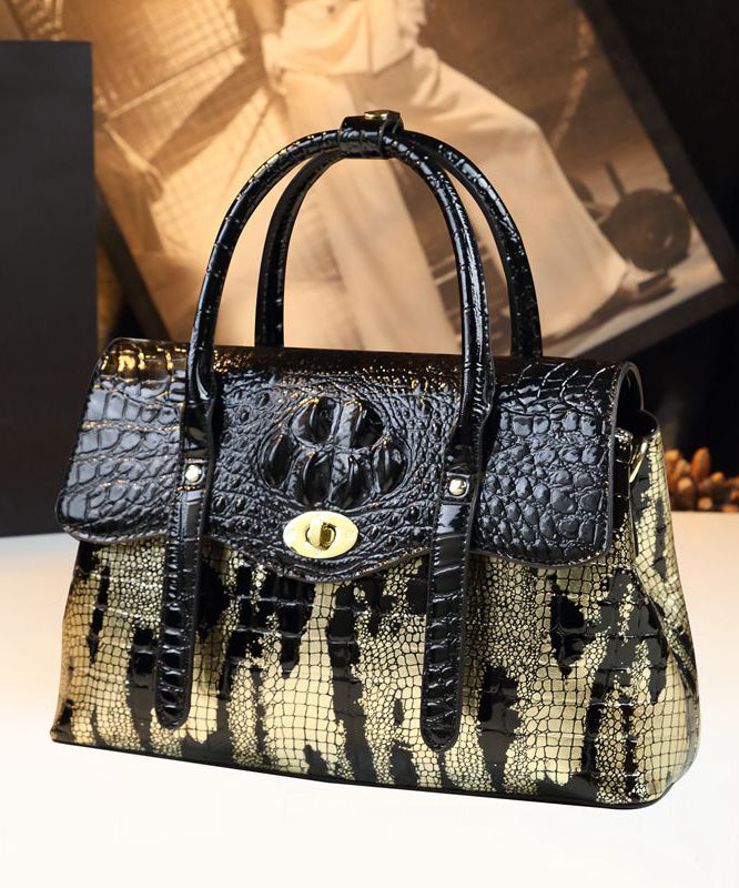 Women Black Serpentine Durable Faux Leather Women Handbags