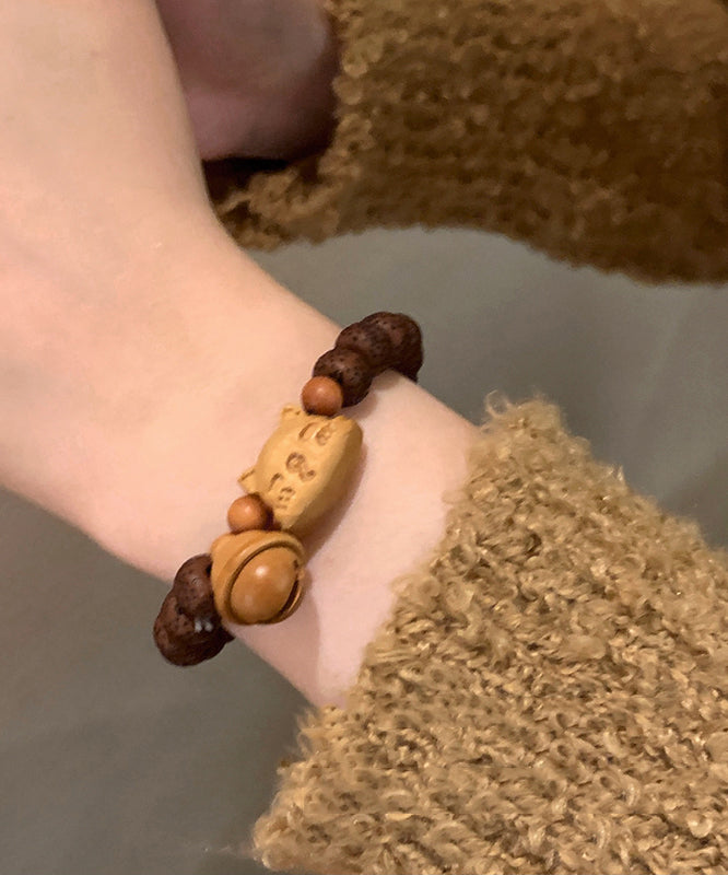 Women Brown Sandalwood Bodhi Charm Bracelet