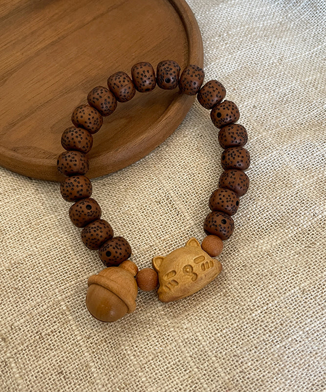 Women Brown Sandalwood Bodhi Charm Bracelet