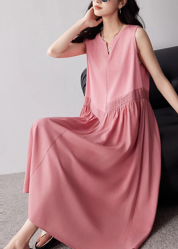 Women Pink Oversized Exra Large Hem Cotton Maxi Dresses Summer