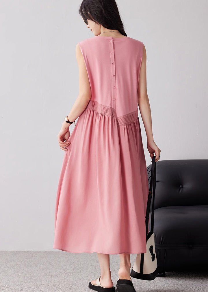 Women Pink Oversized Exra Large Hem Cotton Maxi Dresses Summer