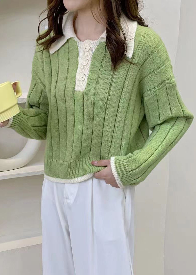 Women Pink Peter Pan Collar Patchwork Cozy Knit Sweaters Fall