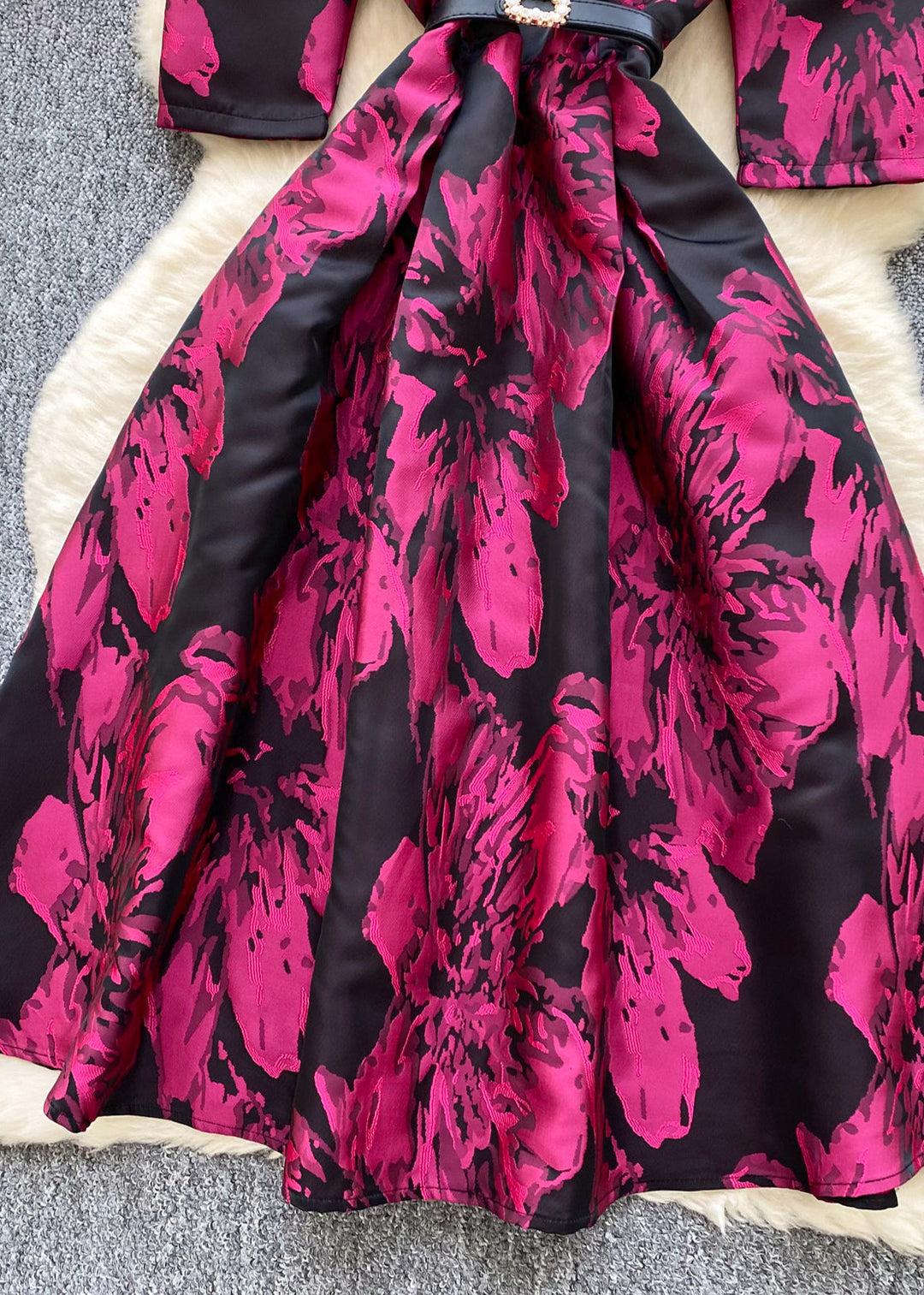 Women Rose Puff Sleeve Print Party Dresses