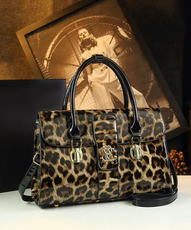 Women Stylish Leopard Embossed Calf Leather Tote Handbag