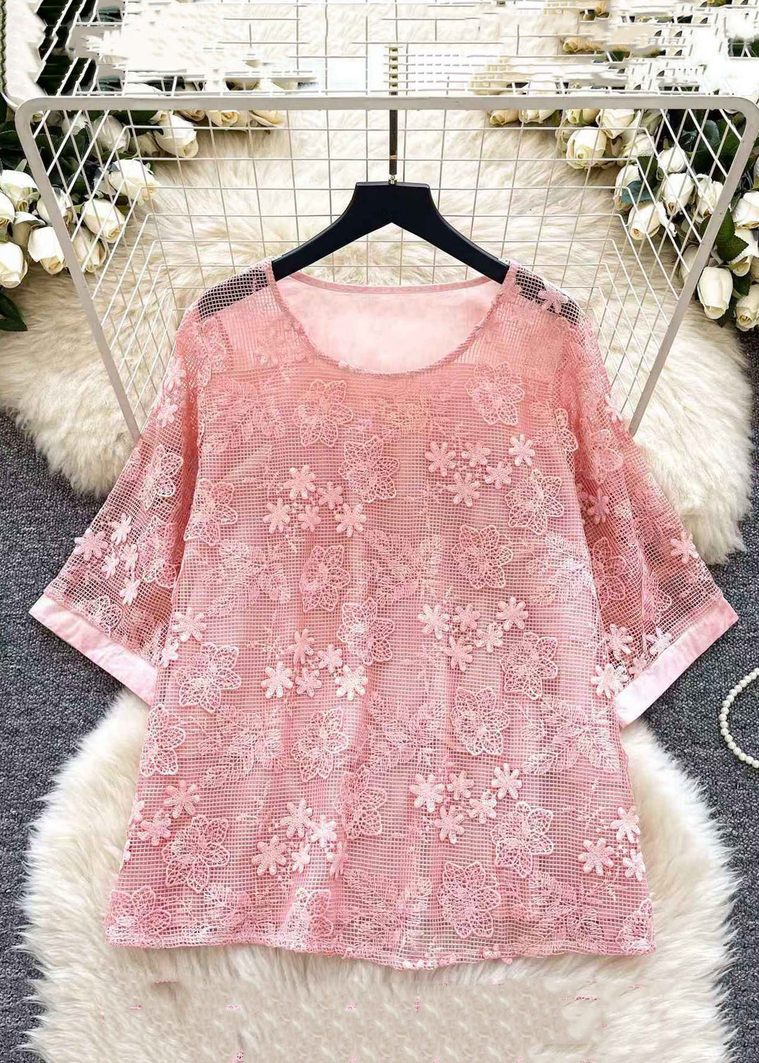 Women Yellow Embroidered Hollow Out Solid T Shirts Summer