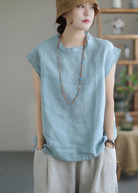 Yellow Drawstring Patchwork Summer Linen Tank Sleeveless