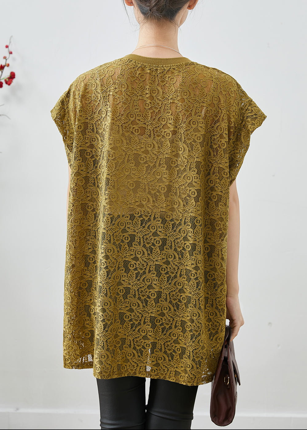 Yellow Hollow Out Lace Tank Oversized Summer