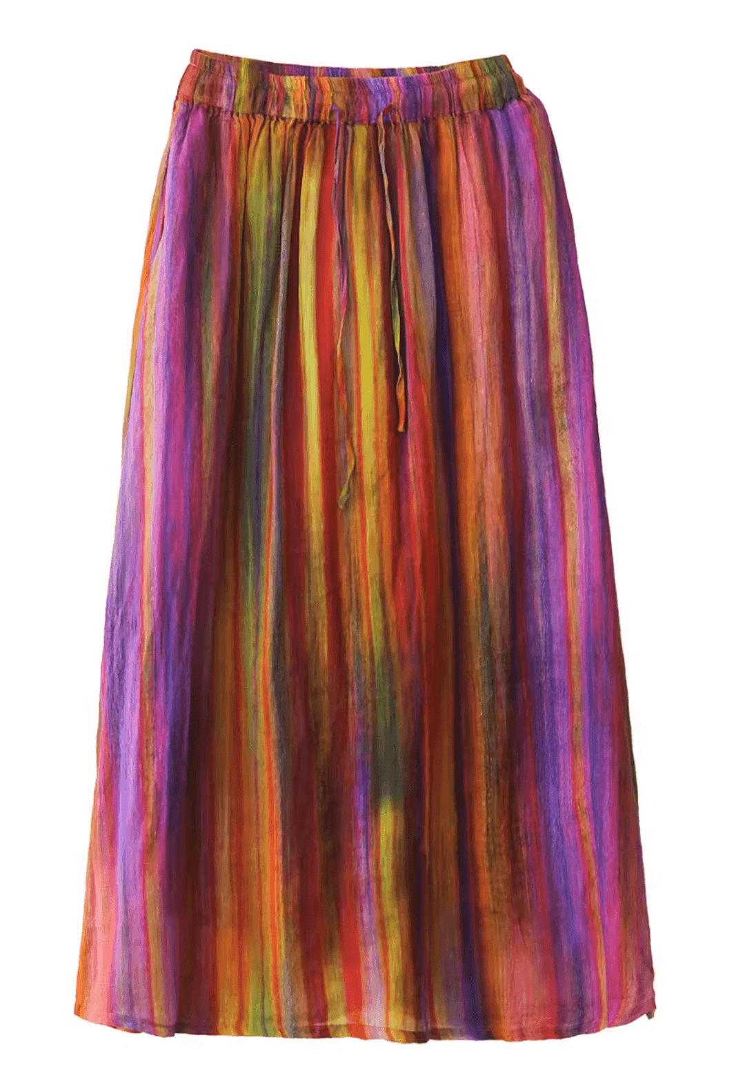 Rainbow Color A-Line Linen Skirt Summer