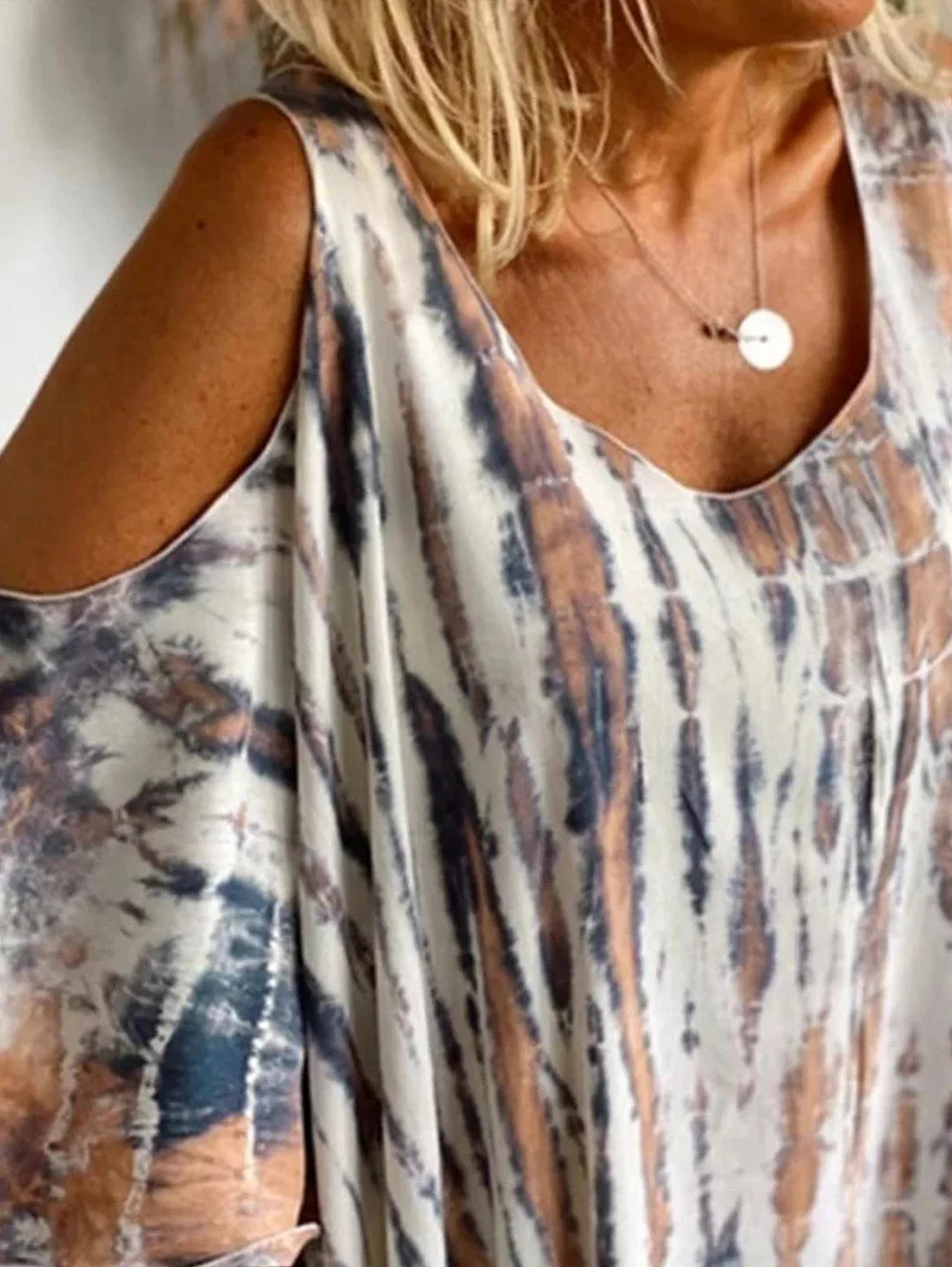 Casual Tie Dye Sleeve Loose Maxi Dress Short Sleeve