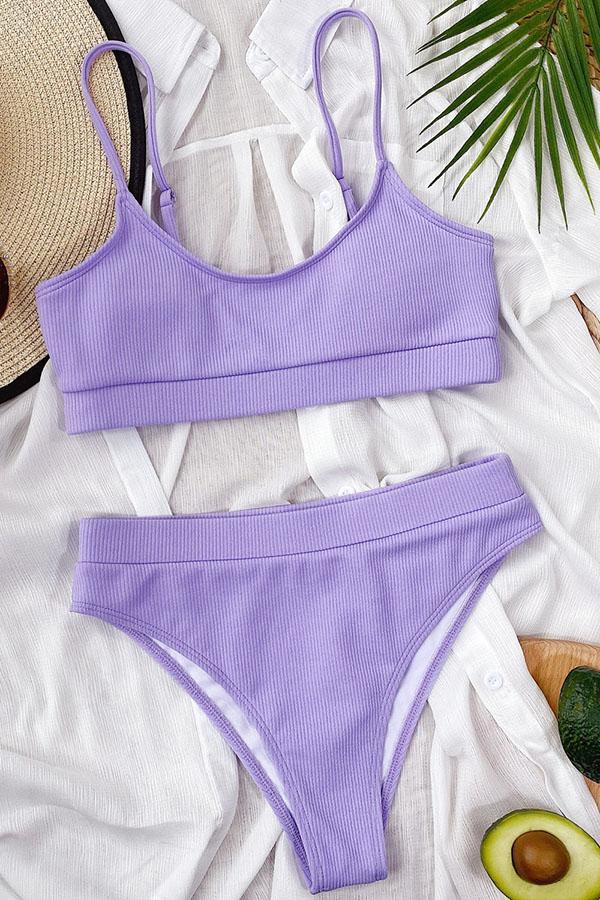 Fashion Bohemian U Neck Purple Tankini