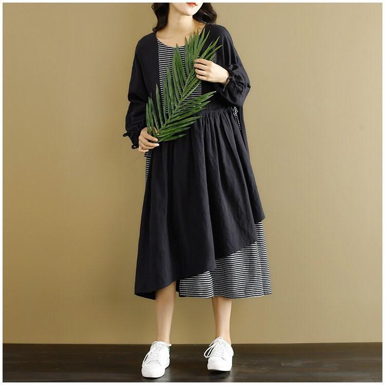 Lovely Casual Black Spliced Dress Long Sleeve