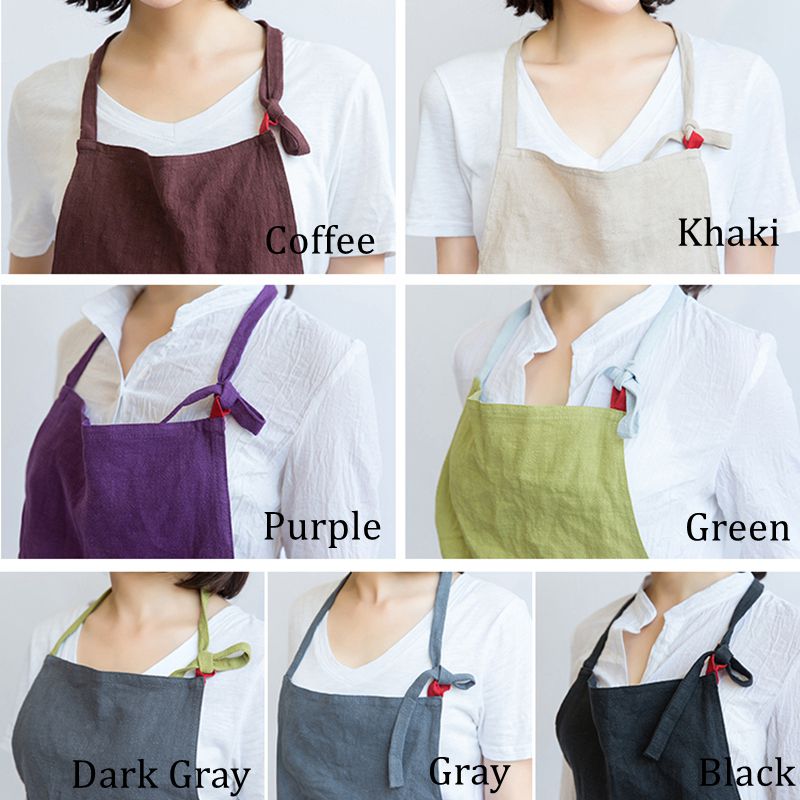 Handmade Linen Apron French Style Cross Front With Pockets