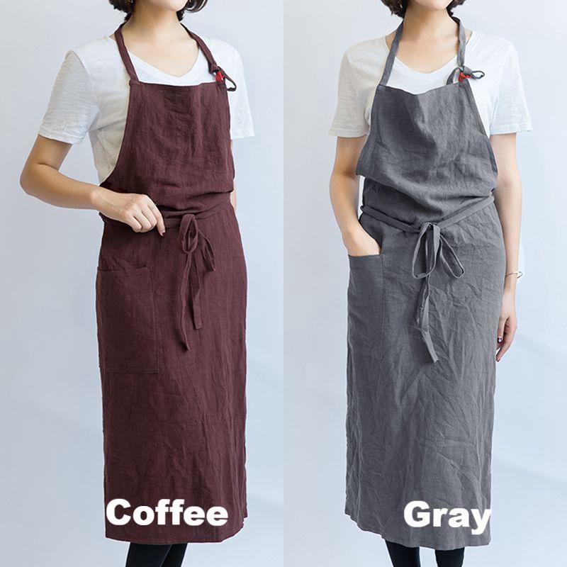 Handmade Linen Apron French Style Cross Front With Pockets