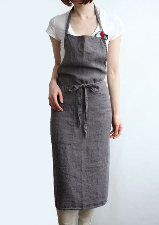 Handmade Linen Apron French Style Cross Front With Pockets