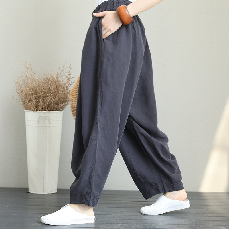 Casual Wide Leg Linen Pants Women Loose Trousers