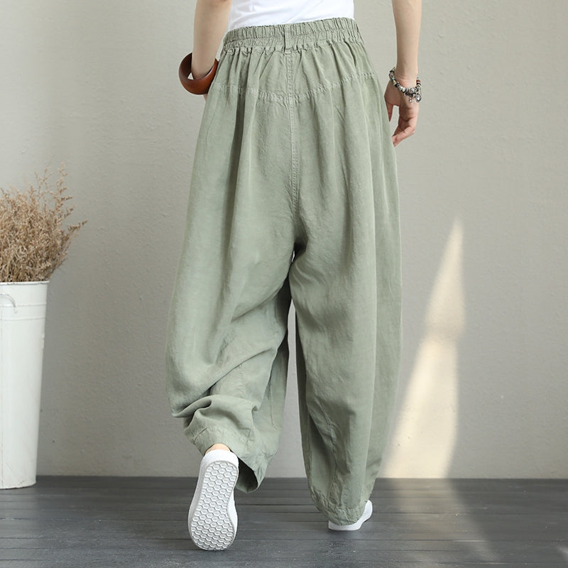 Casual Wide Leg Linen Pants Women Loose Trousers