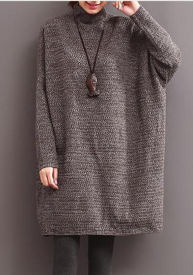 winter plus size gray sweaters oversized knit dress blouse - Omychic