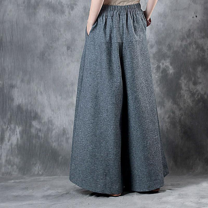 2017 fashion winter gray woolen pants plus size women cotton pants skirt - Omychic