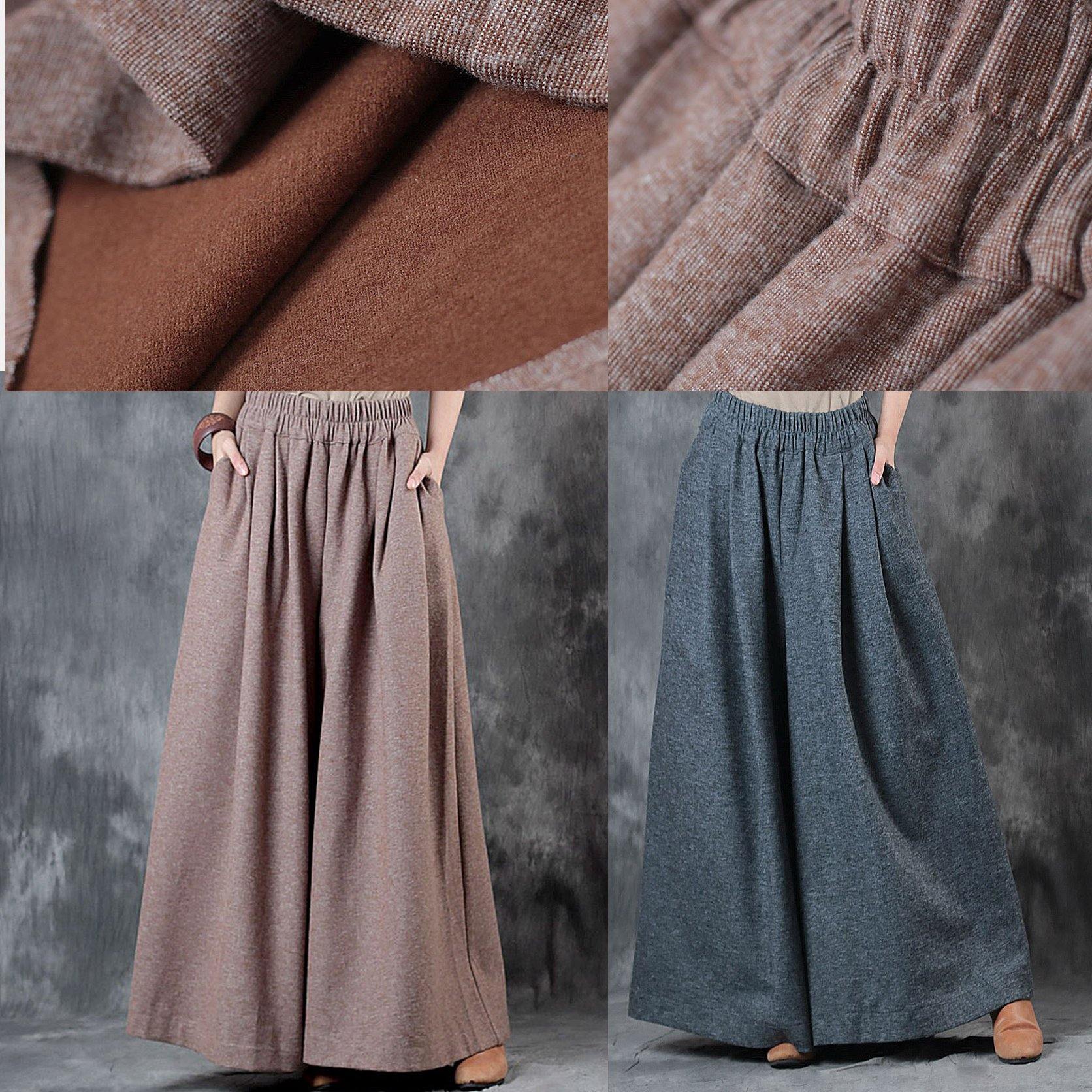 2017 fashion winter gray woolen pants plus size women cotton pants skirt - Omychic