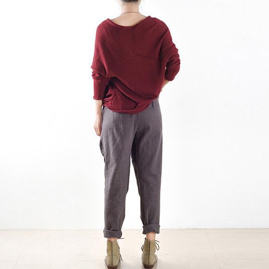 2017 gray new stylish harem pants oversize elastic waist pants - Omychic