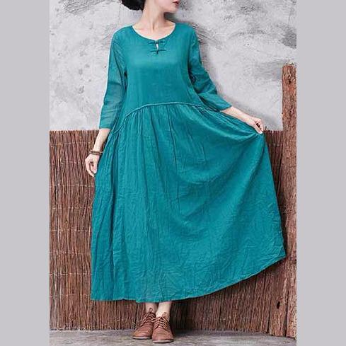2017 green casual linen caftans oversize casual maxi dress - Omychic